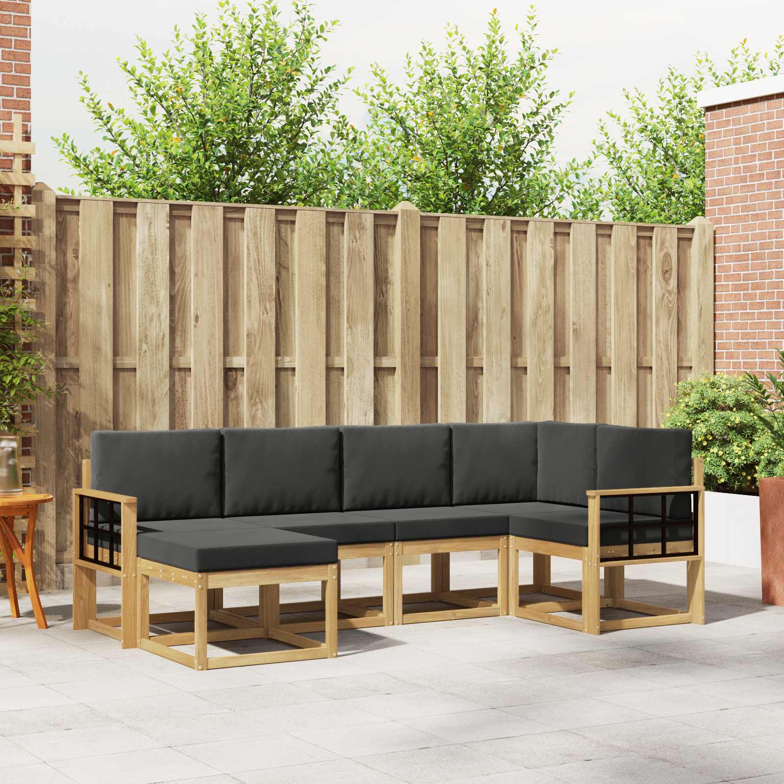 Outdoor-Sofagarnitur 6 stk. Weiß und Anthrazit Polyester