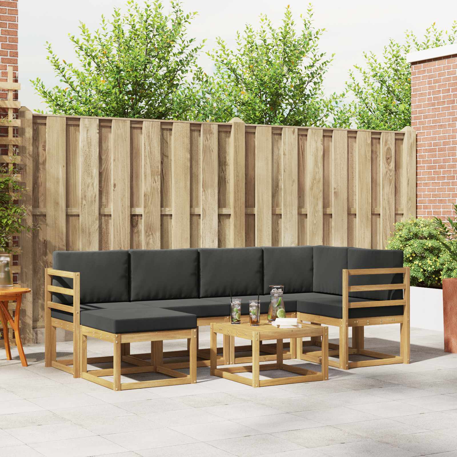 Outdoor-Sofagarnitur 7 stk. Weiß und Anthrazit