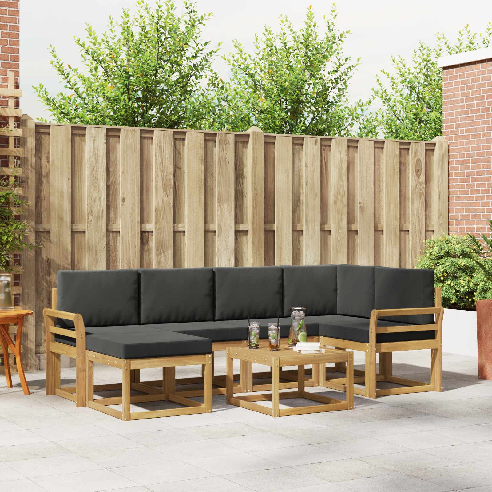 Outdoor-Sofagarnitur 7 stk. Weiß und Anthrazit
