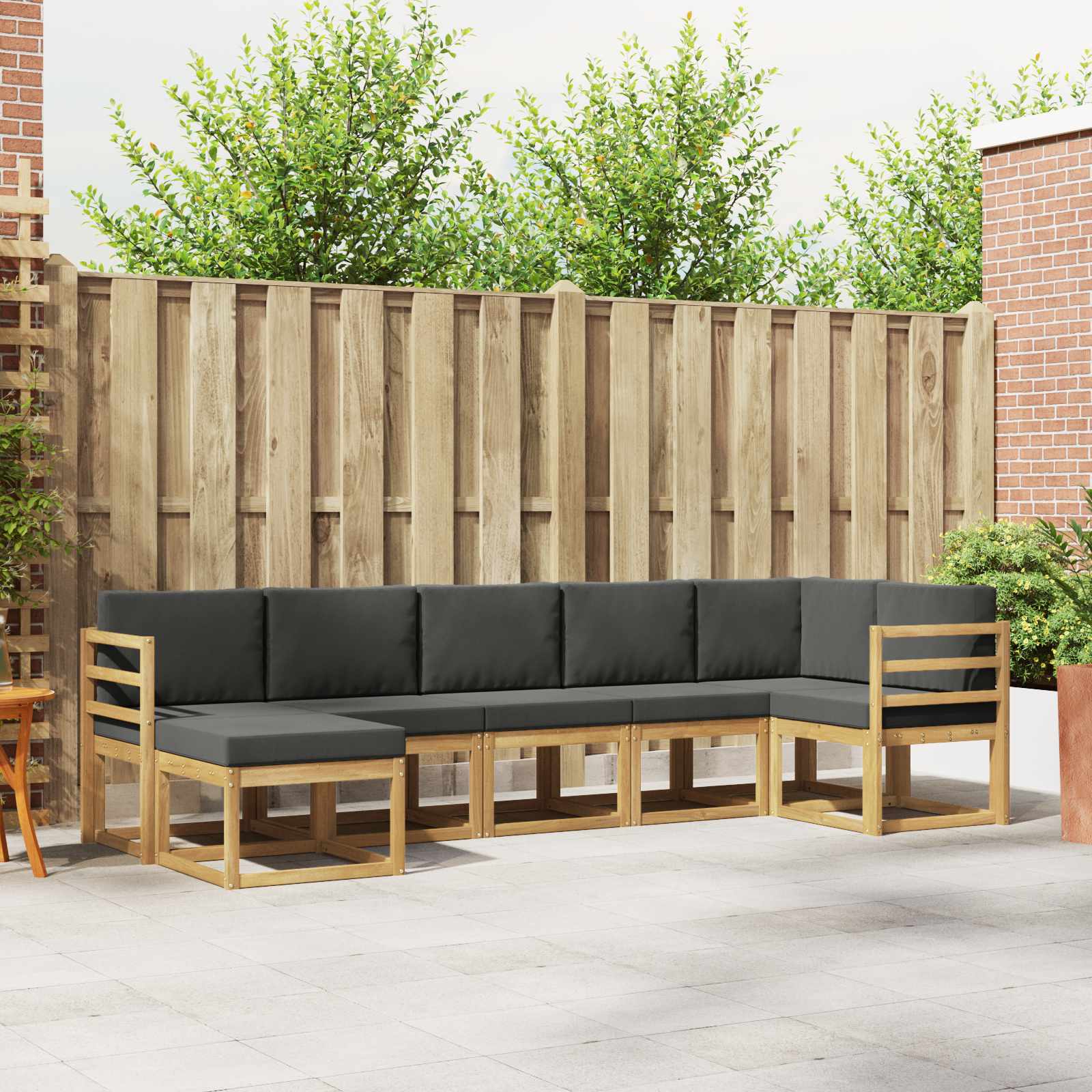 Outdoor-Sofagarnitur 7 stk. Weiß und Anthrazit Polyester