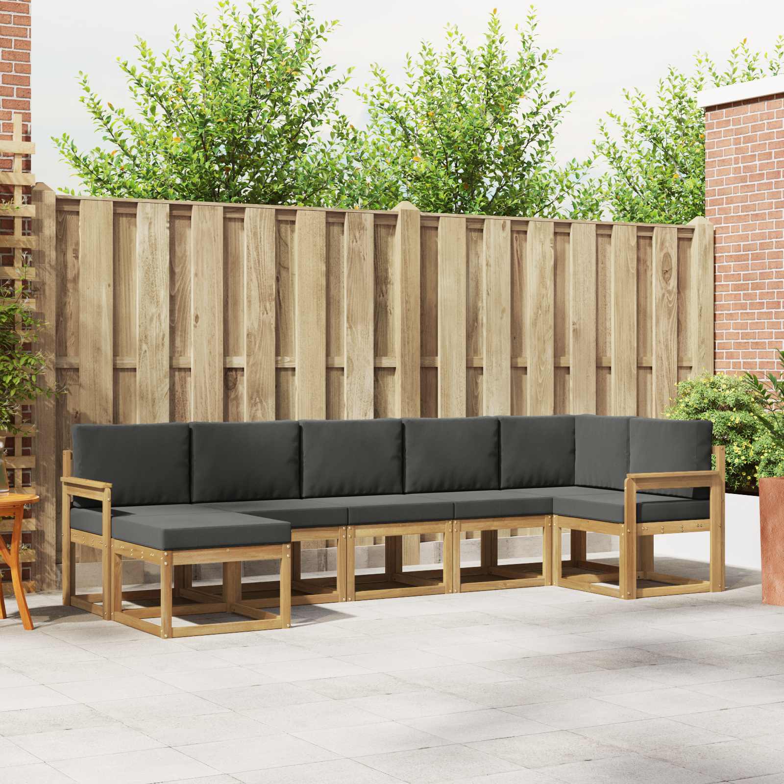 Outdoor-Sofagarnitur 7 stk. Weiß und Anthrazit Polyester