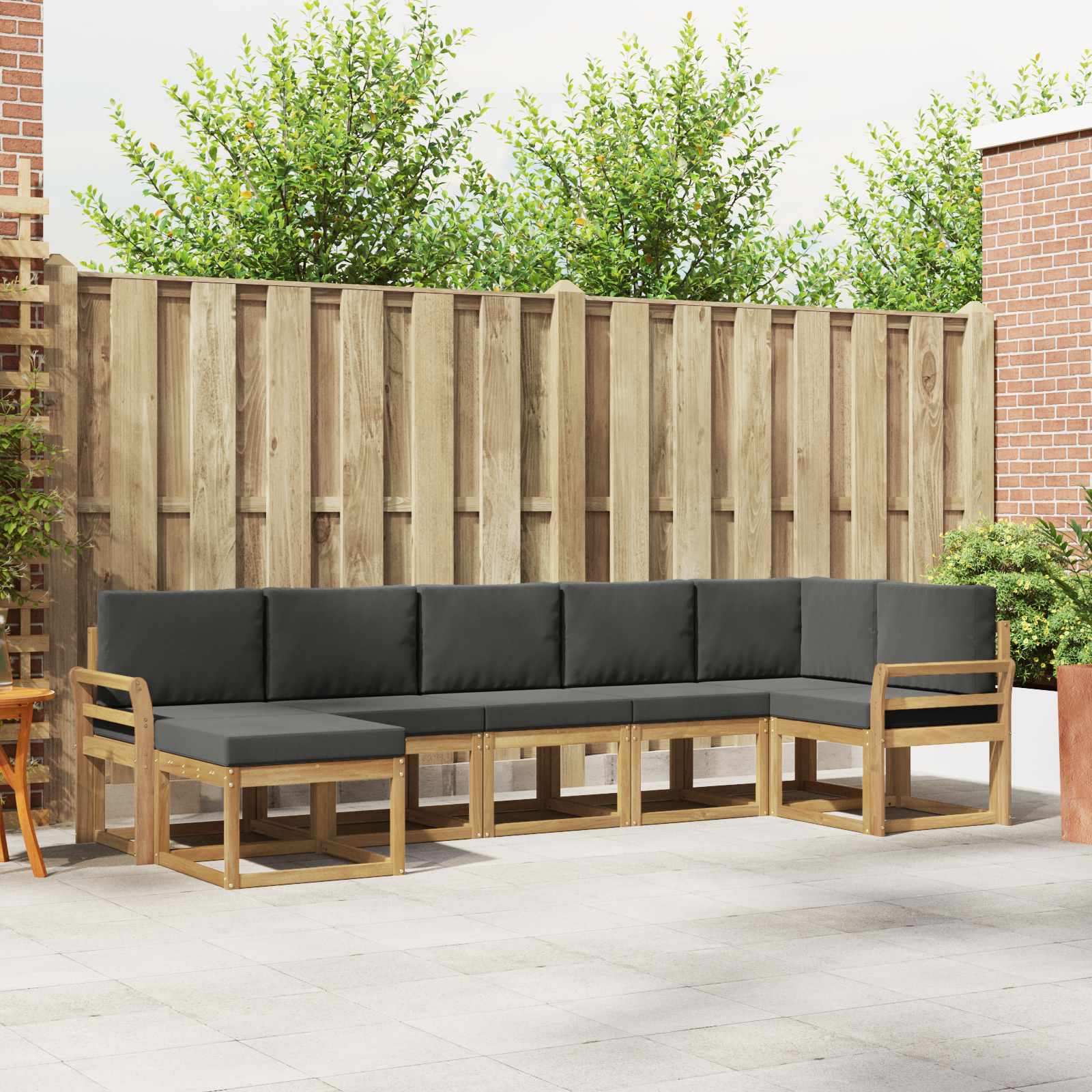 Outdoor-Sofagarnitur 7 stk. Weiß und Anthrazit Polyester