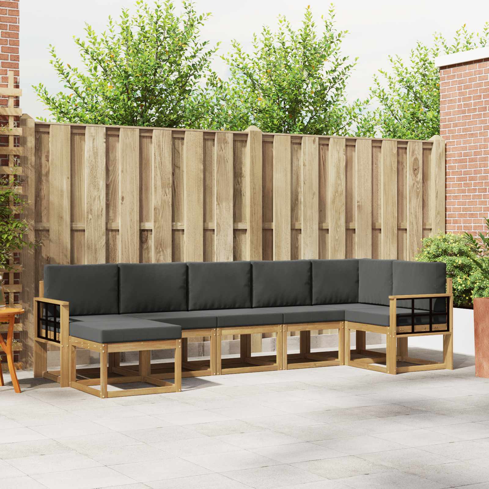Outdoor-Sofagarnitur 7 stk. Weiß und Anthrazit Polyester