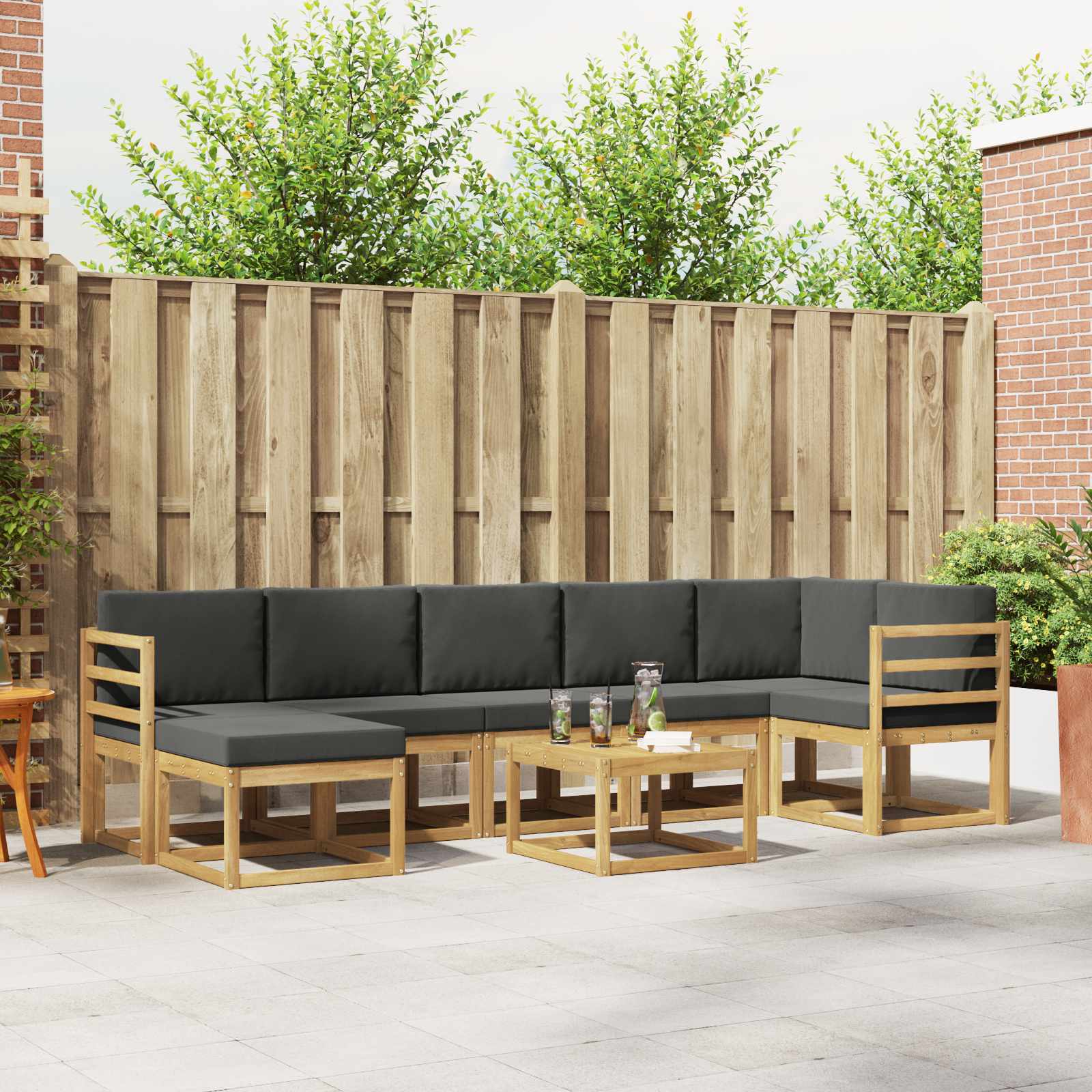 Outdoor-Sofagarnitur 8 stk. Weiß und Anthrazit Polyester