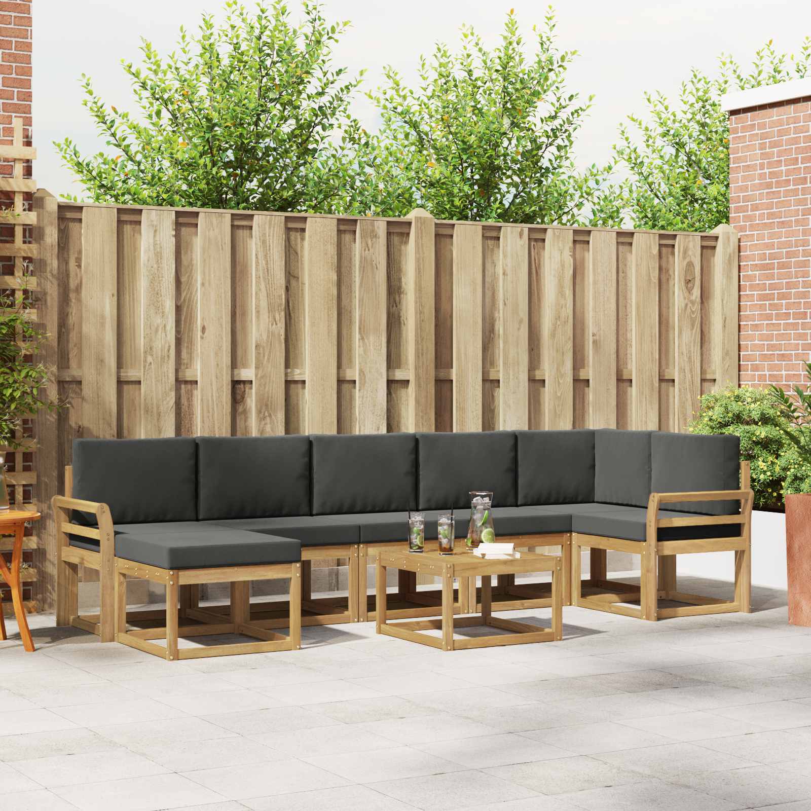 Outdoor-Sofagarnitur 8 stk. Weiß und Anthrazit Polyester