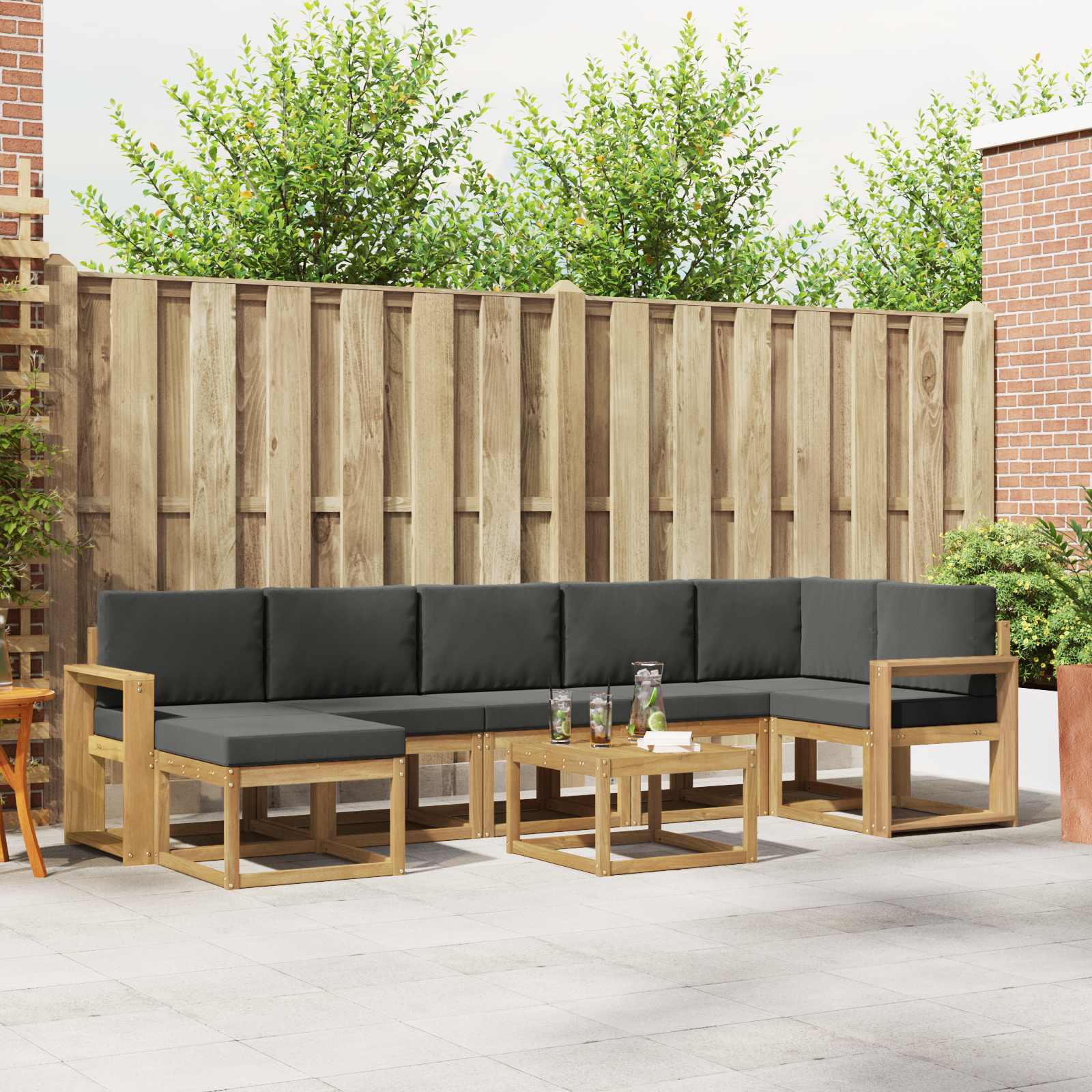 Outdoor-Sofagarnitur 8 stk. Weiß und Anthrazit Polyester
