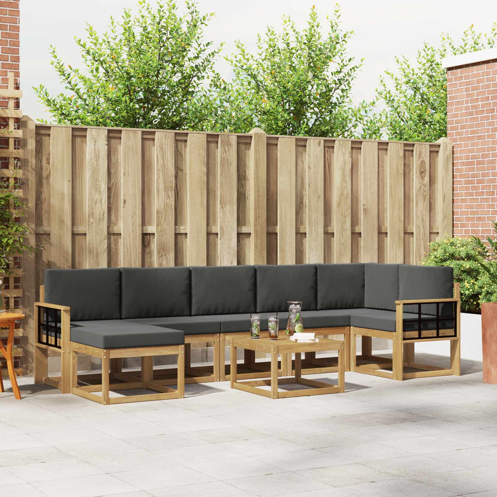 Outdoor-Sofagarnitur 8 stk. Weiß und Anthrazit Polyester