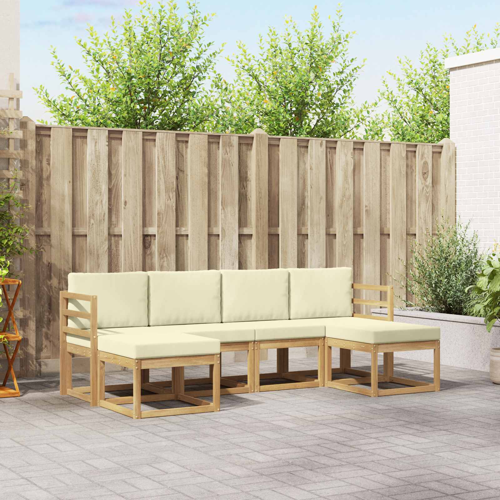 Outdoor-Sofagarnitur 6 stk. Natur und Creme Polyester