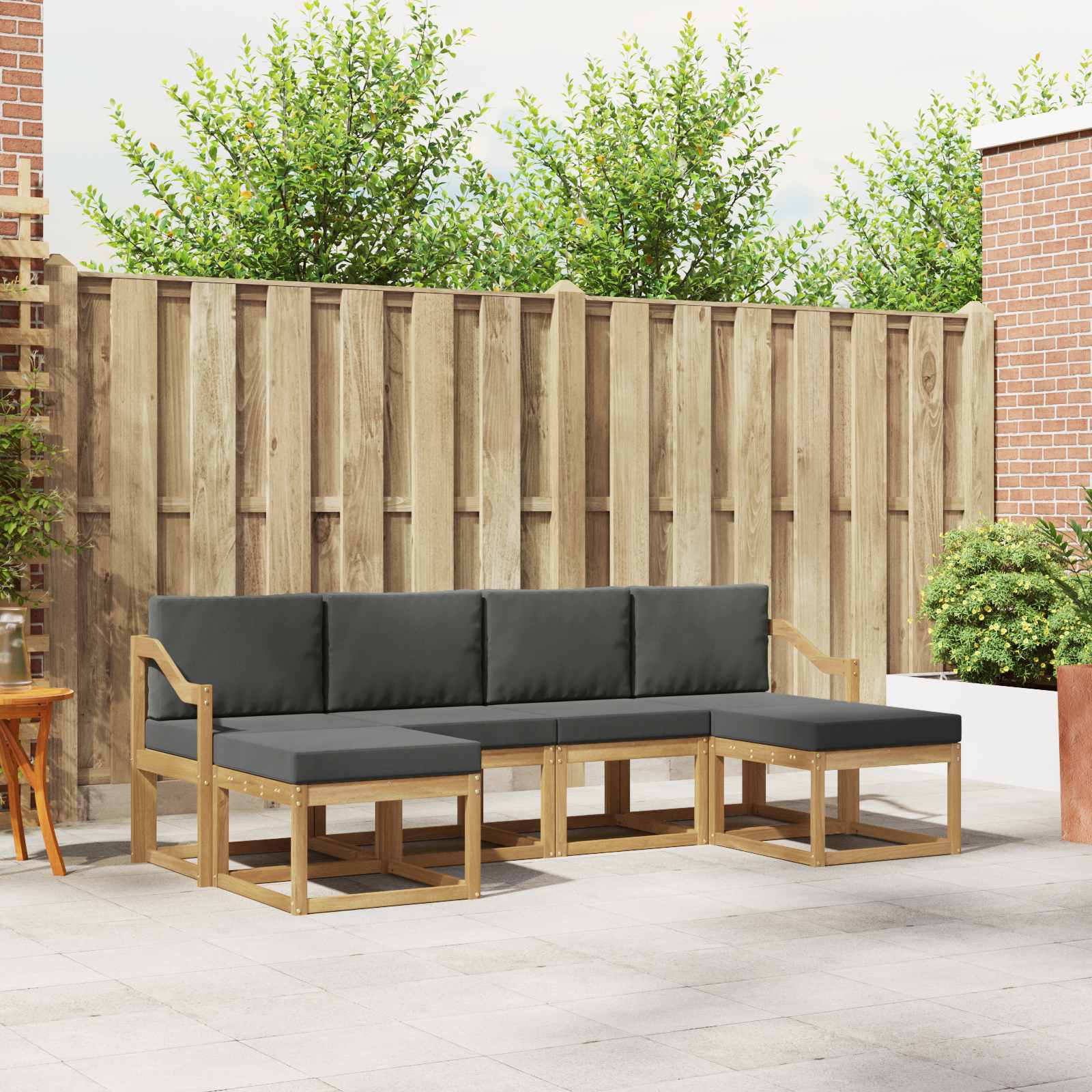Outdoor-Sofagarnitur 6 stk. Weiß und Anthrazit Polyester