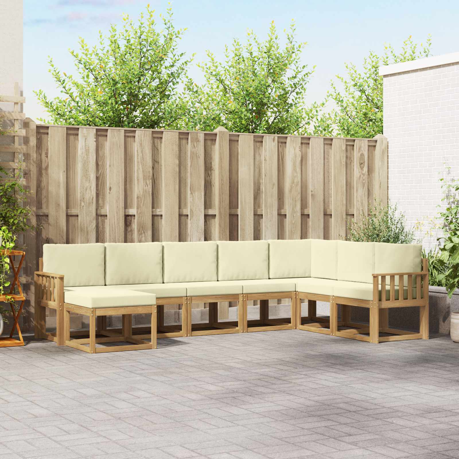 Outdoor-Sofagarnitur 8 stk. Weiß und Creme
