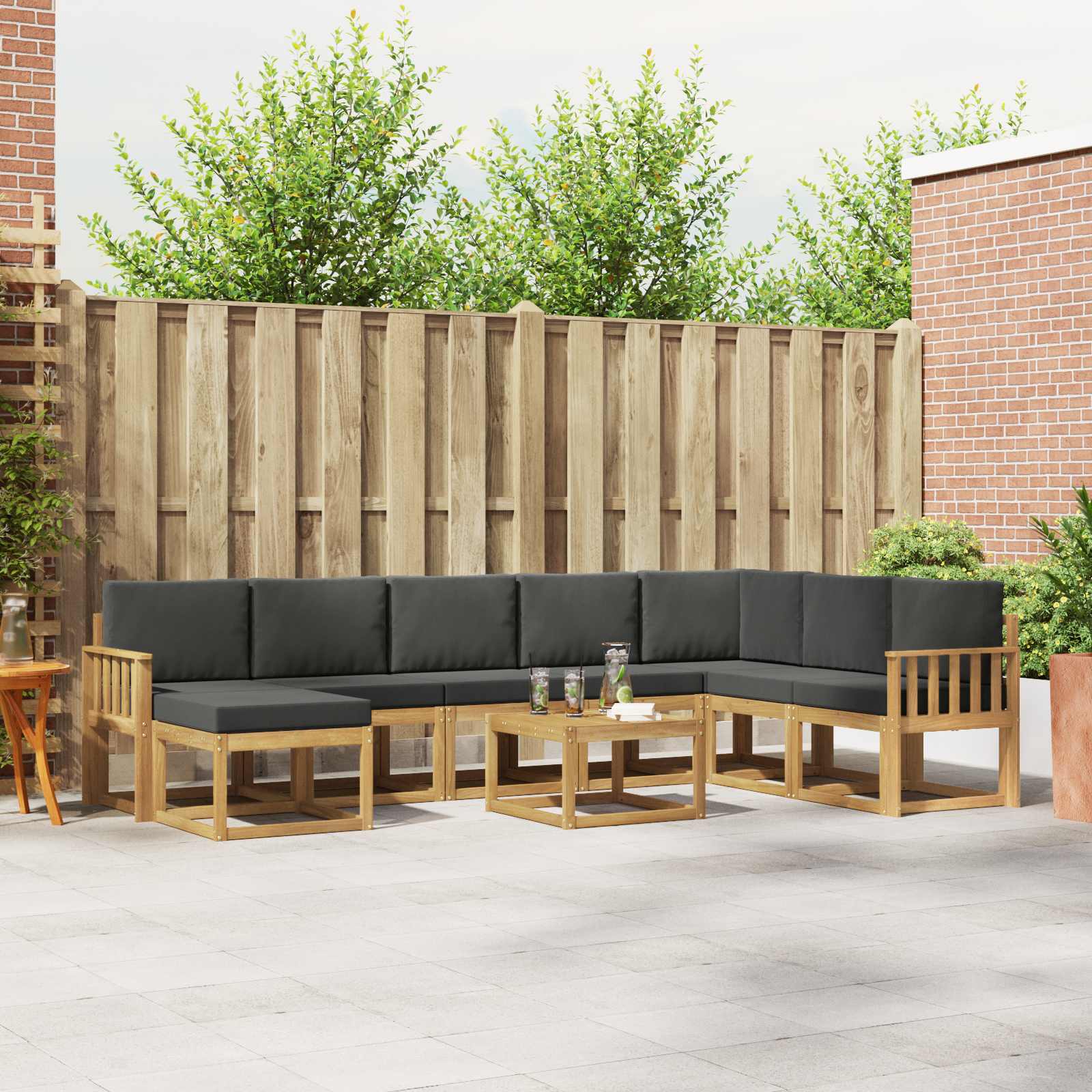 Outdoor-Sofagarnitur 9 stk. Weiß und Anthrazit
