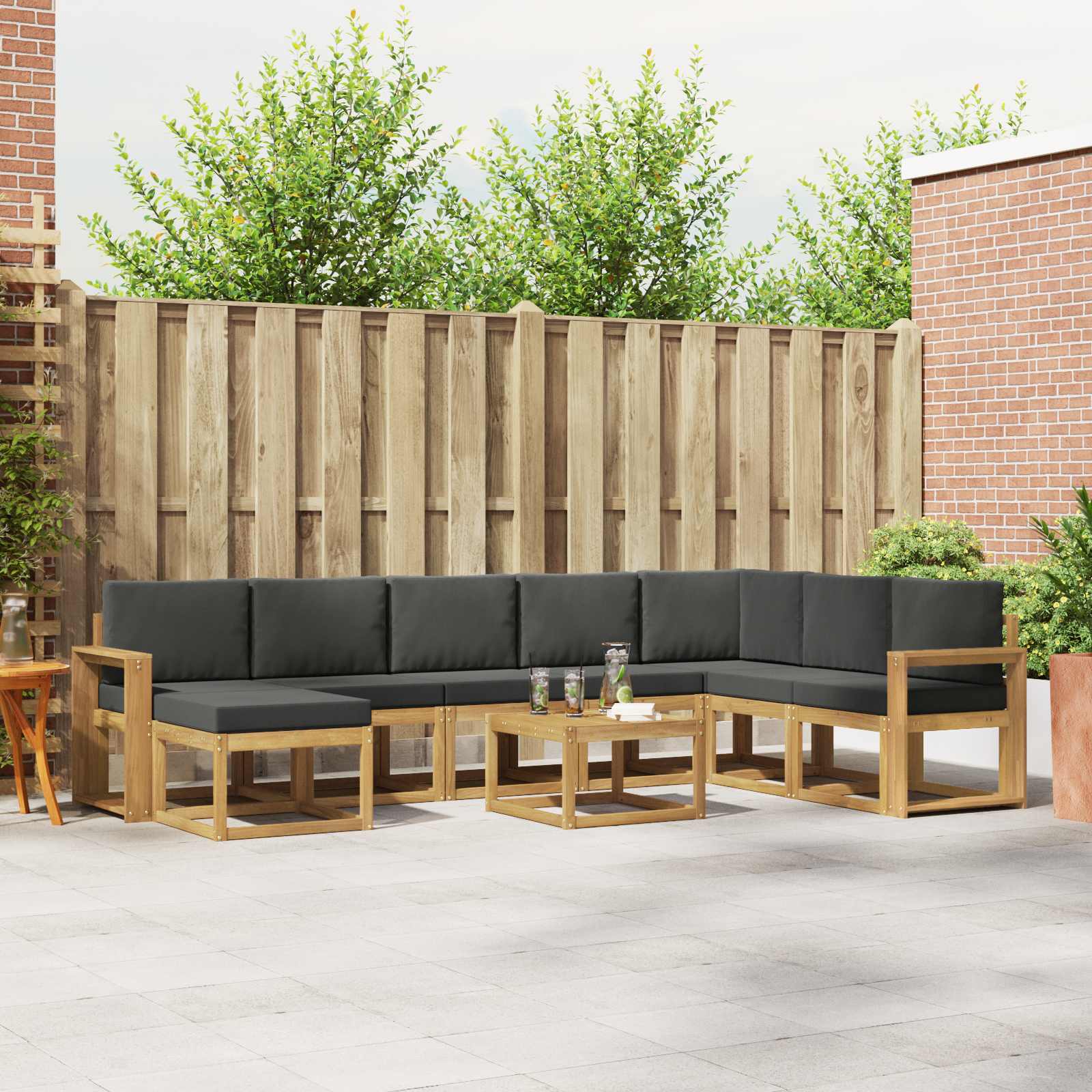 Outdoor-Sofagarnitur 9 stk. Weiß und Anthrazit