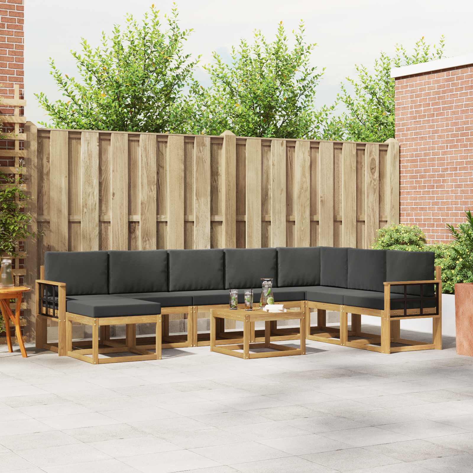 Outdoor-Sofagarnitur 9 stk. Weiß und Anthrazit