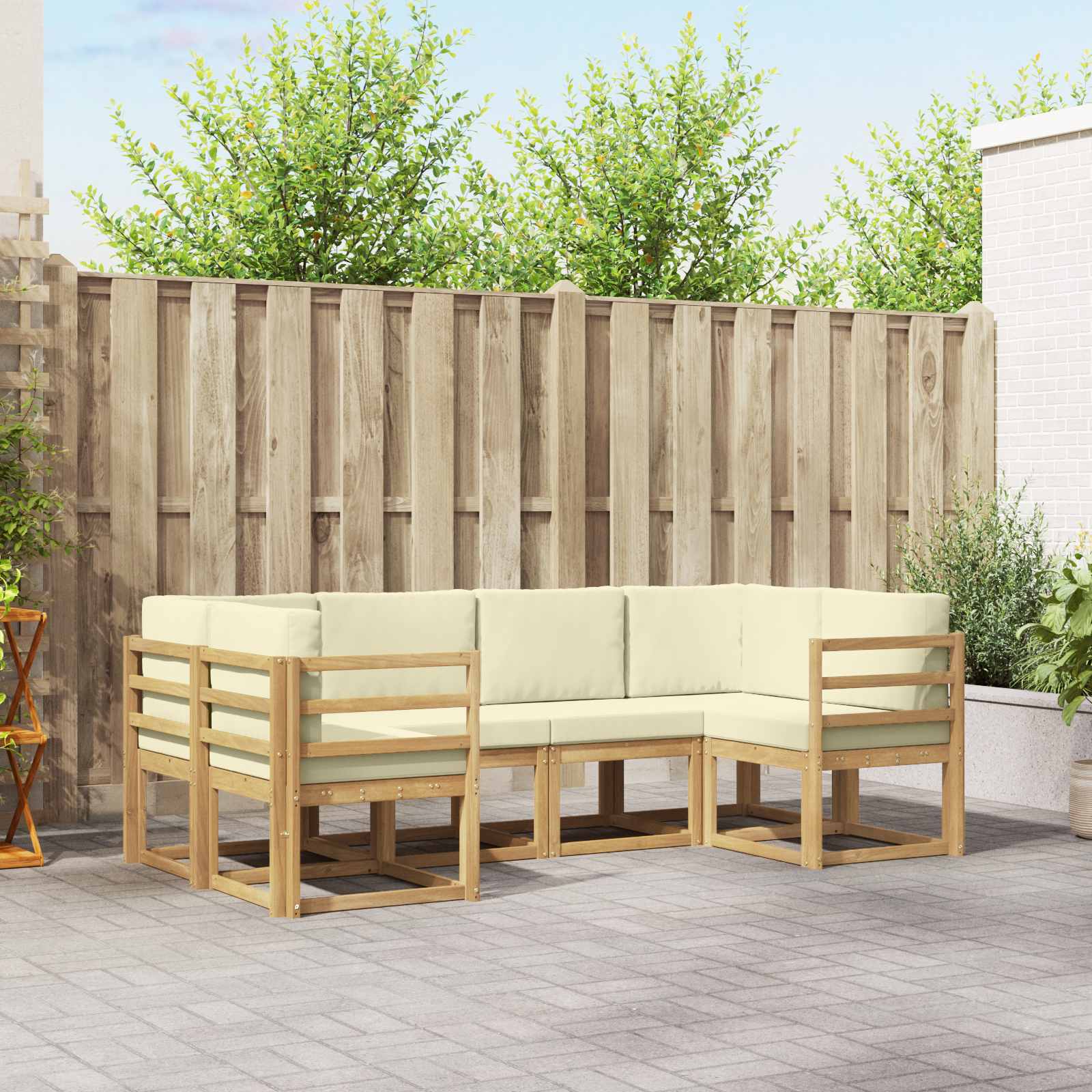 Outdoor-Sofagarnitur 6 stk. Weiß und Creme