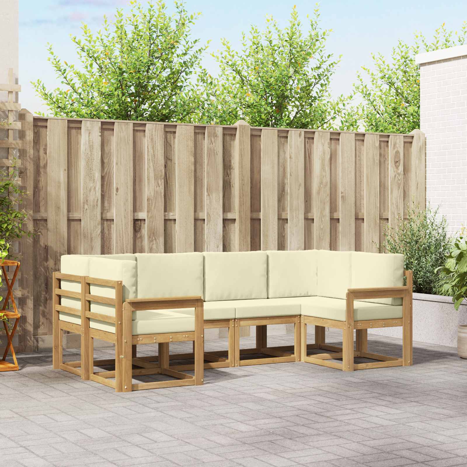 Outdoor-Sofagarnitur 6 stk. Weiß und Creme