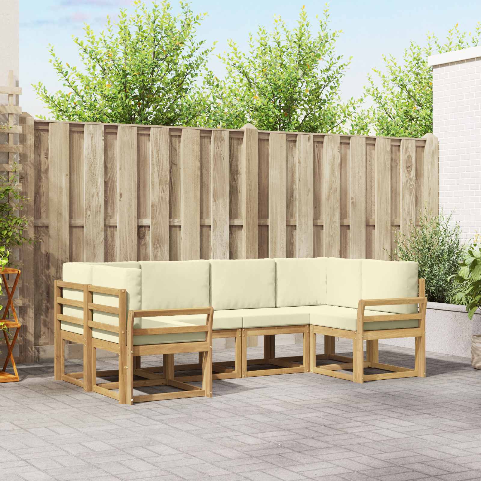 Outdoor-Sofagarnitur 6 stk. Weiß und Creme