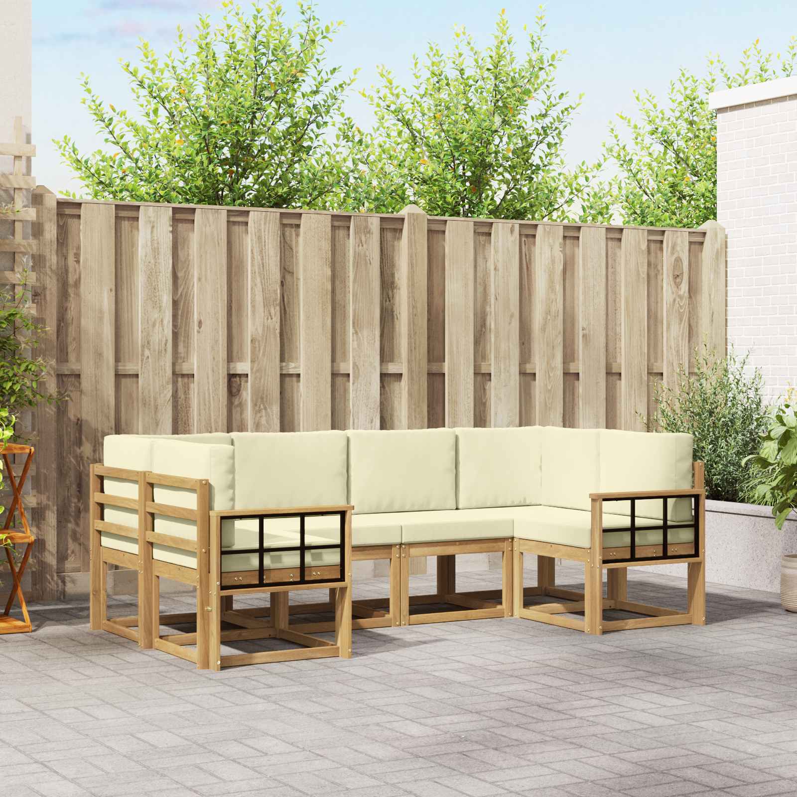 Outdoor-Sofagarnitur 6 stk. Weiß und Creme