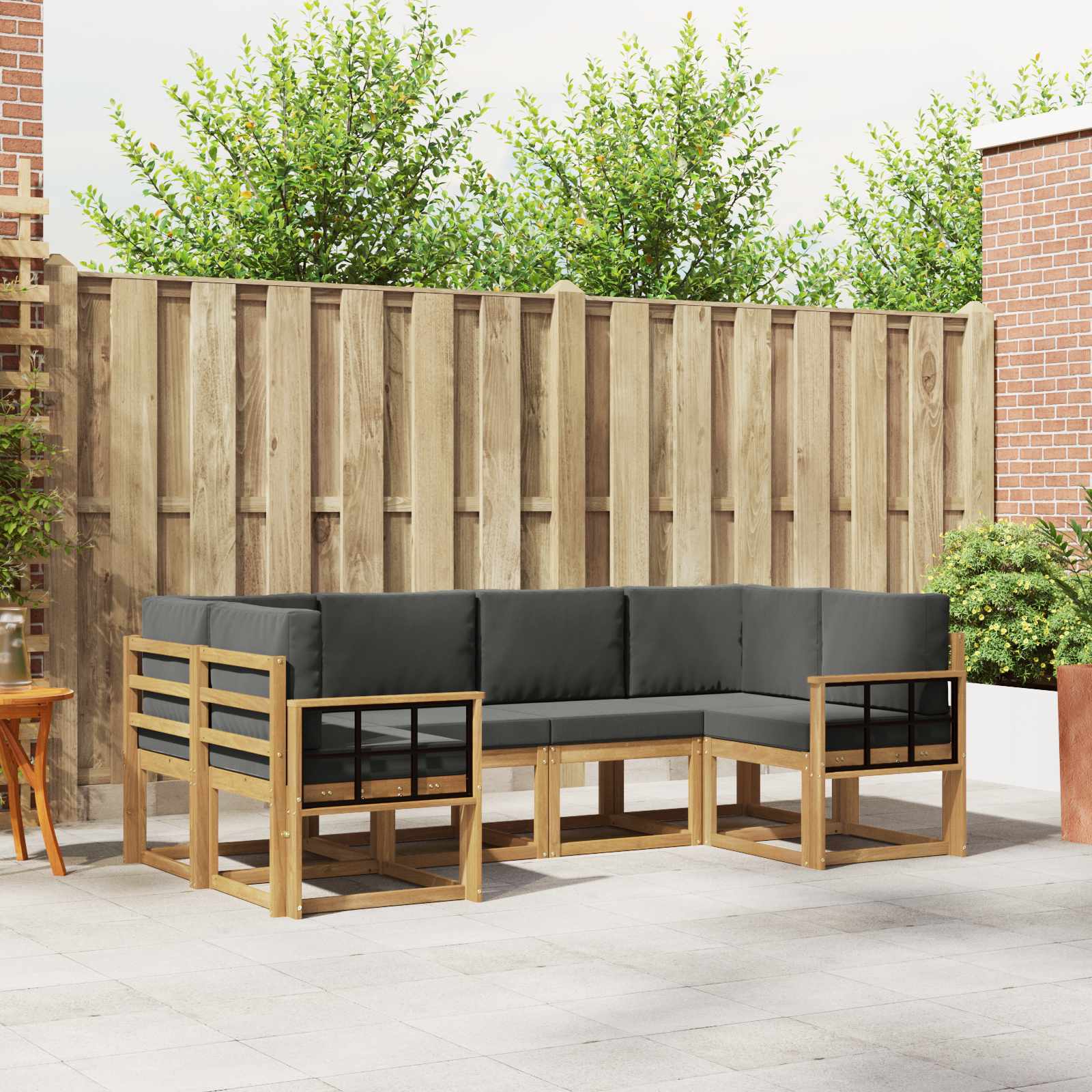 Outdoor-Sofagarnitur 6 stk. Weiß und Anthrazit