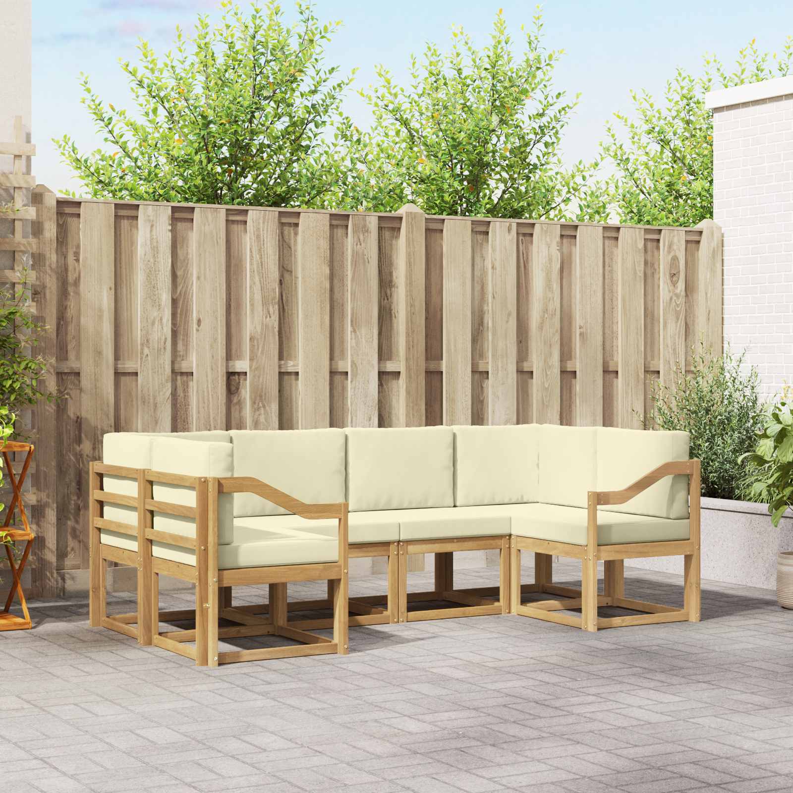 Outdoor-Sofagarnitur 6 stk. Weiß und Creme