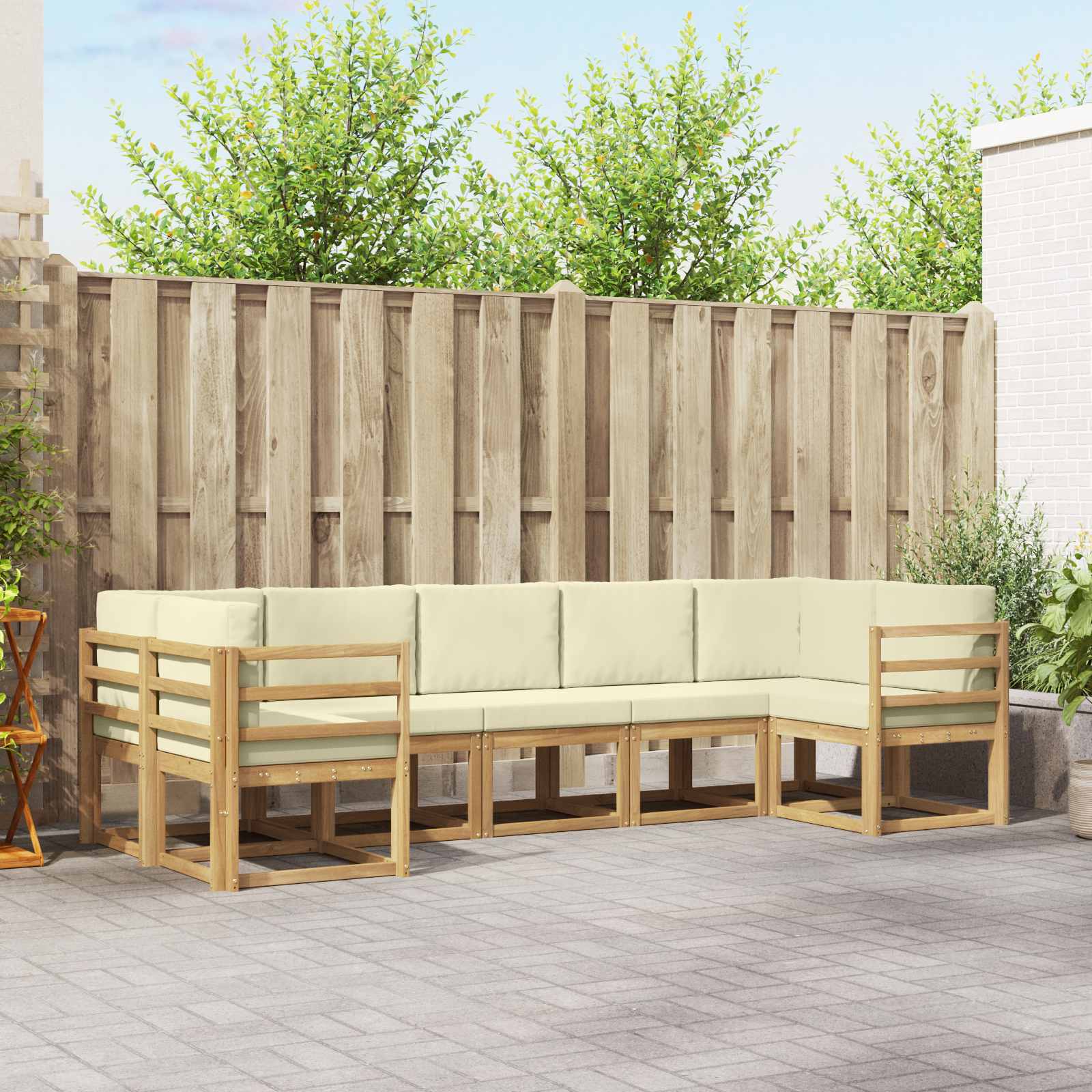 Outdoor-Sofagarnitur 7 stk. Weiß und Creme