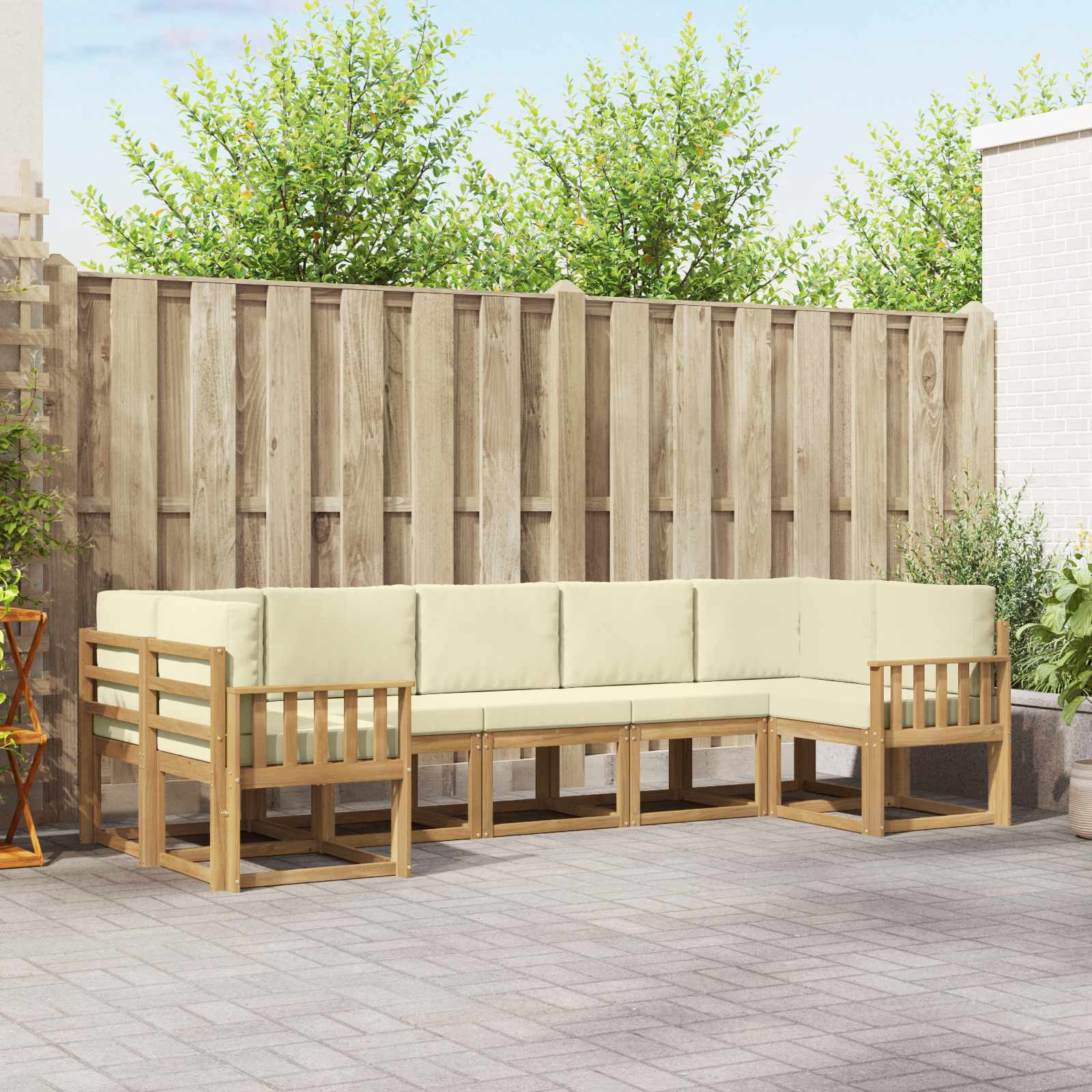 Outdoor-Sofagarnitur 7 stk. Weiß und Creme