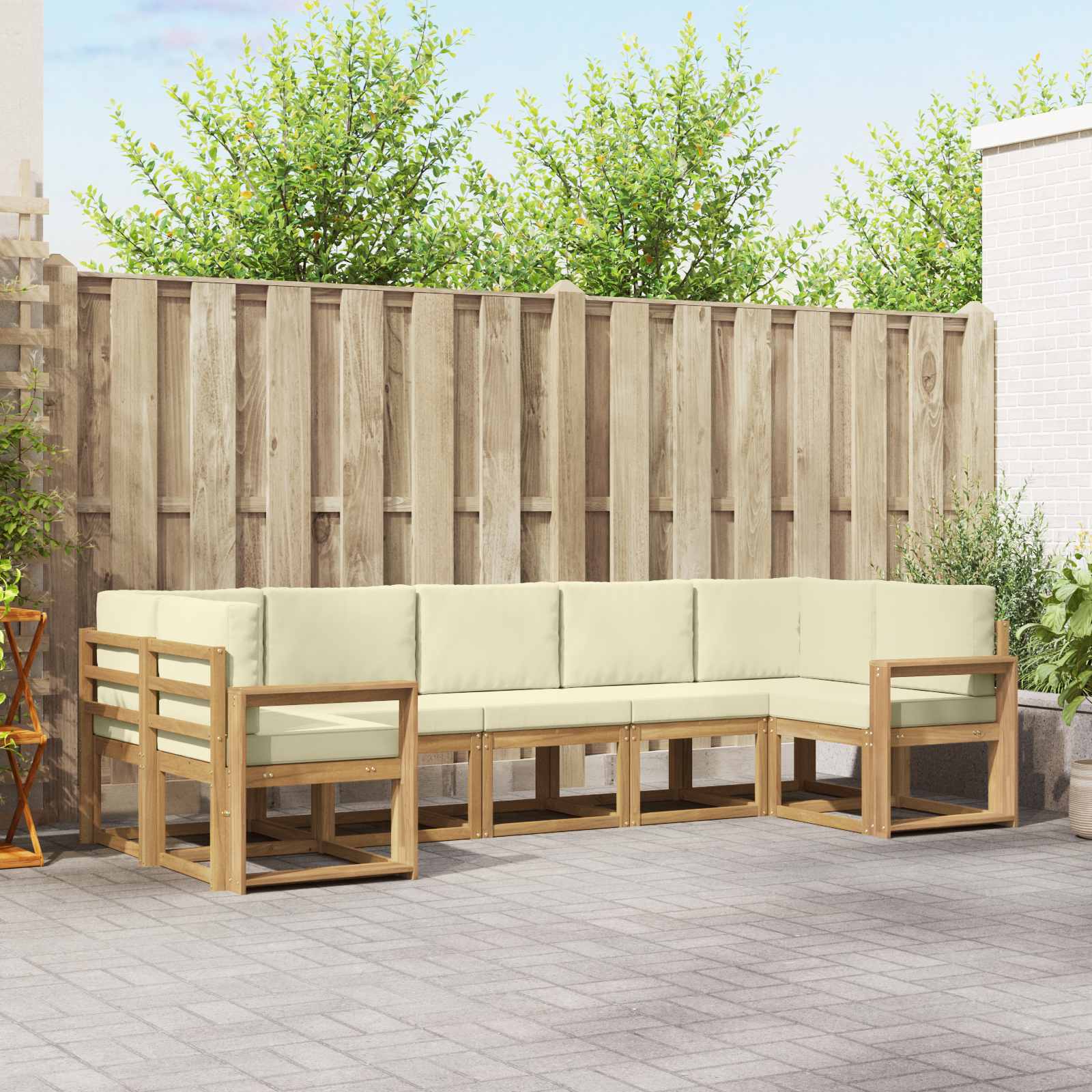 Outdoor-Sofagarnitur 7 stk. Weiß und Creme