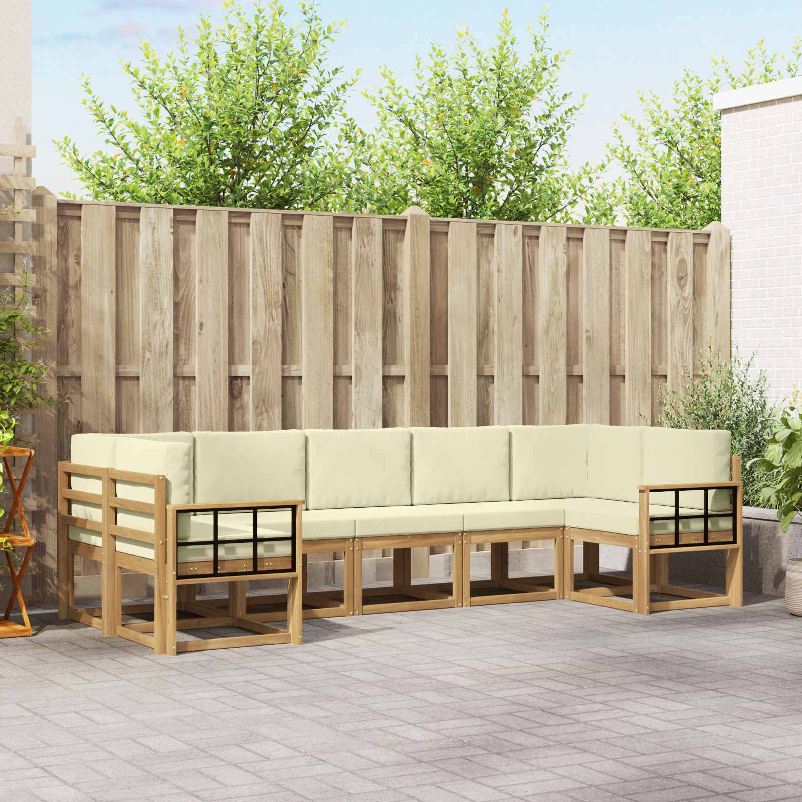 Outdoor-Sofagarnitur 7 stk. Weiß und Creme
