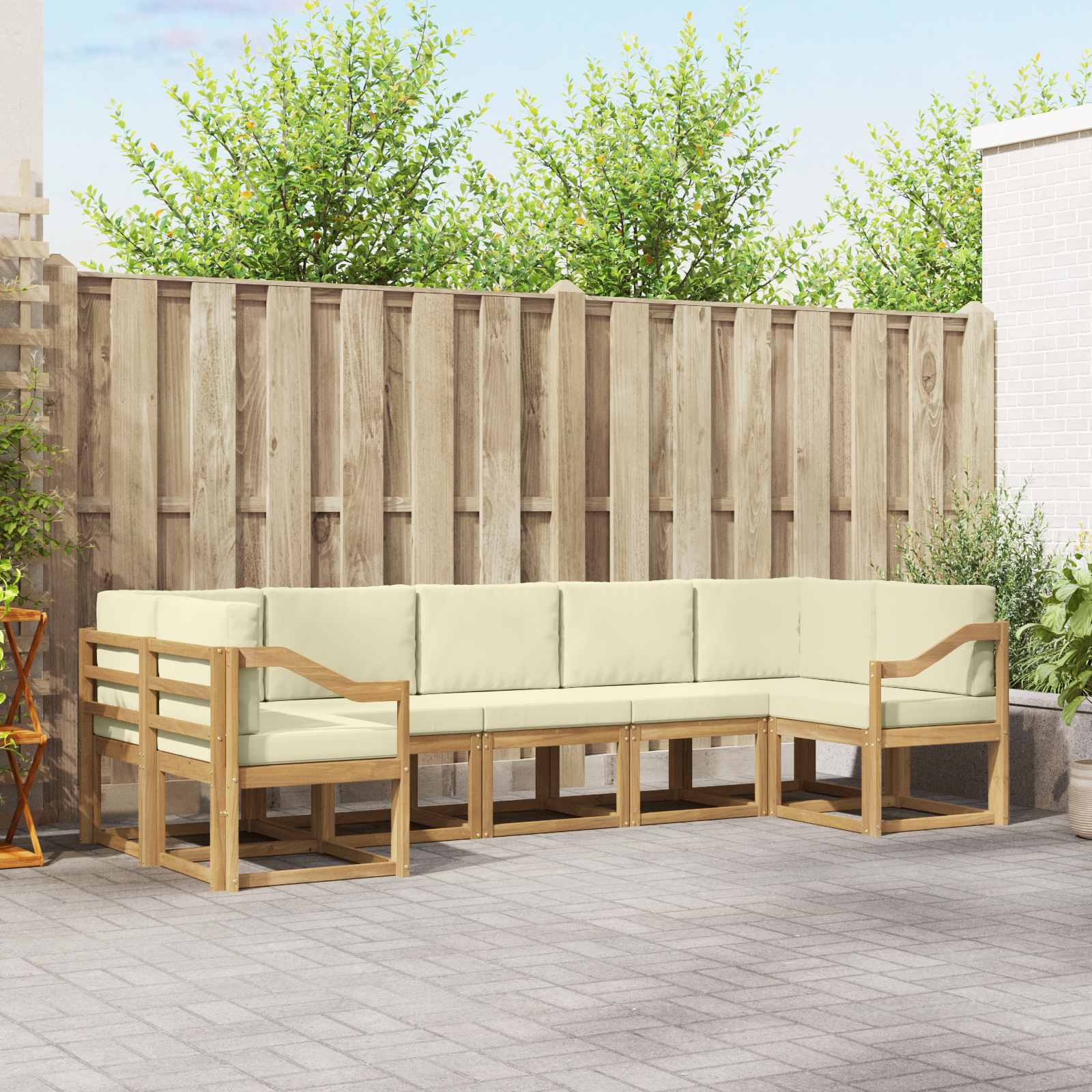 Outdoor-Sofagarnitur 7 stk. Weiß und Creme