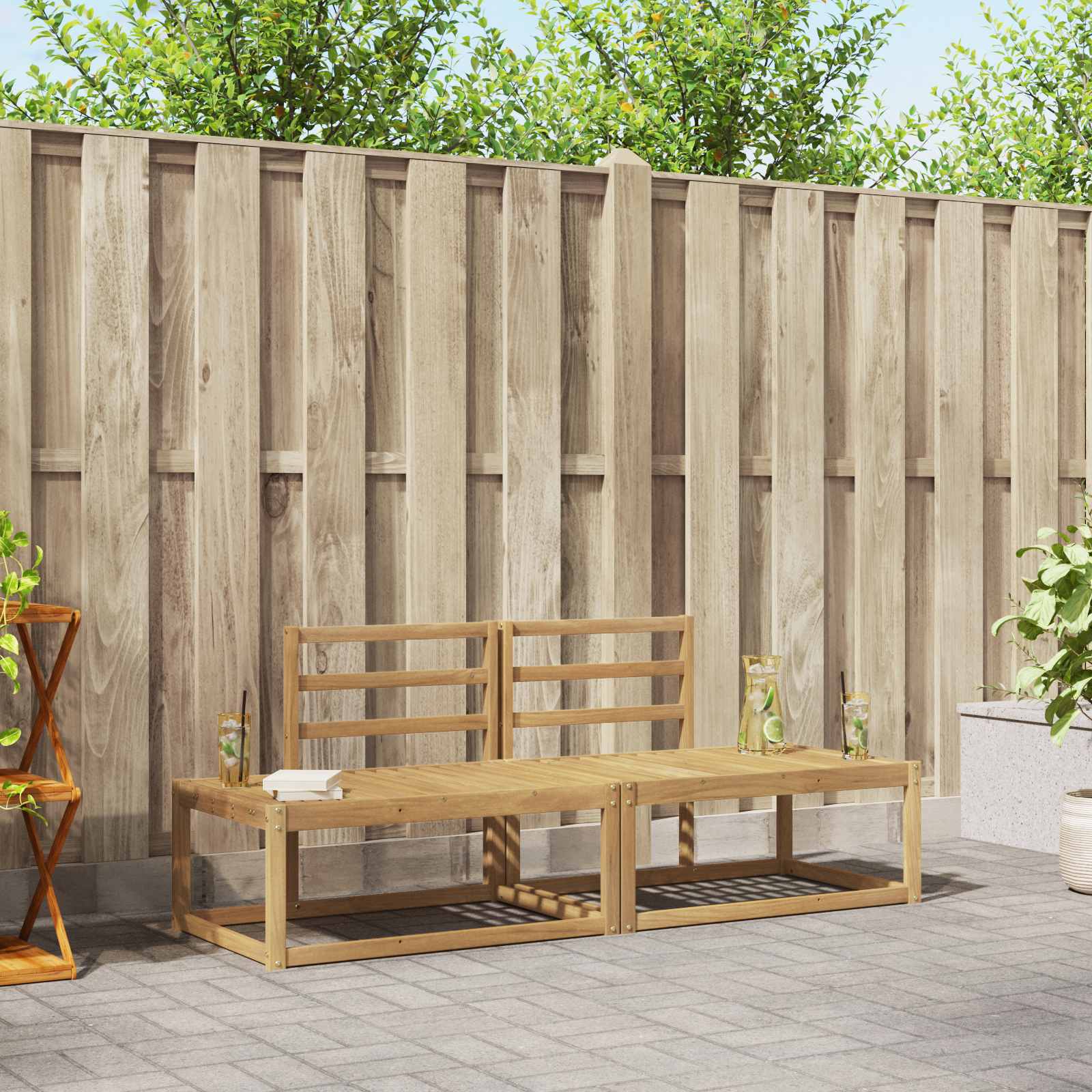 Outdoor-Sofagarnitur 2 stk. Weiß Massivholz Akazie