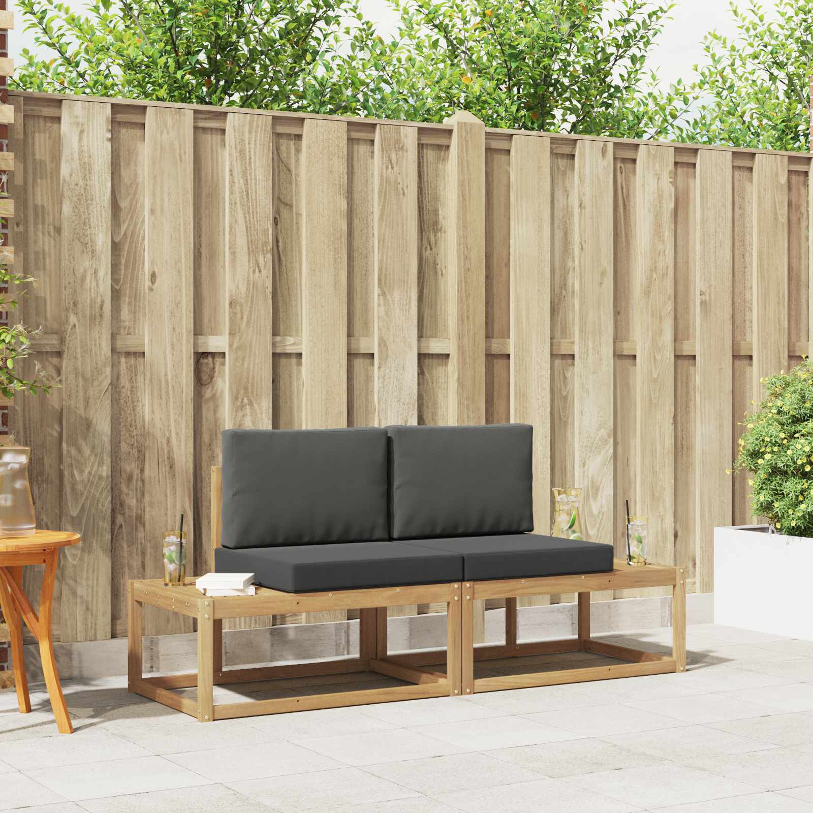 Outdoor-Sofagarnitur 2 stk. Weiß und Anthrazit Polyester