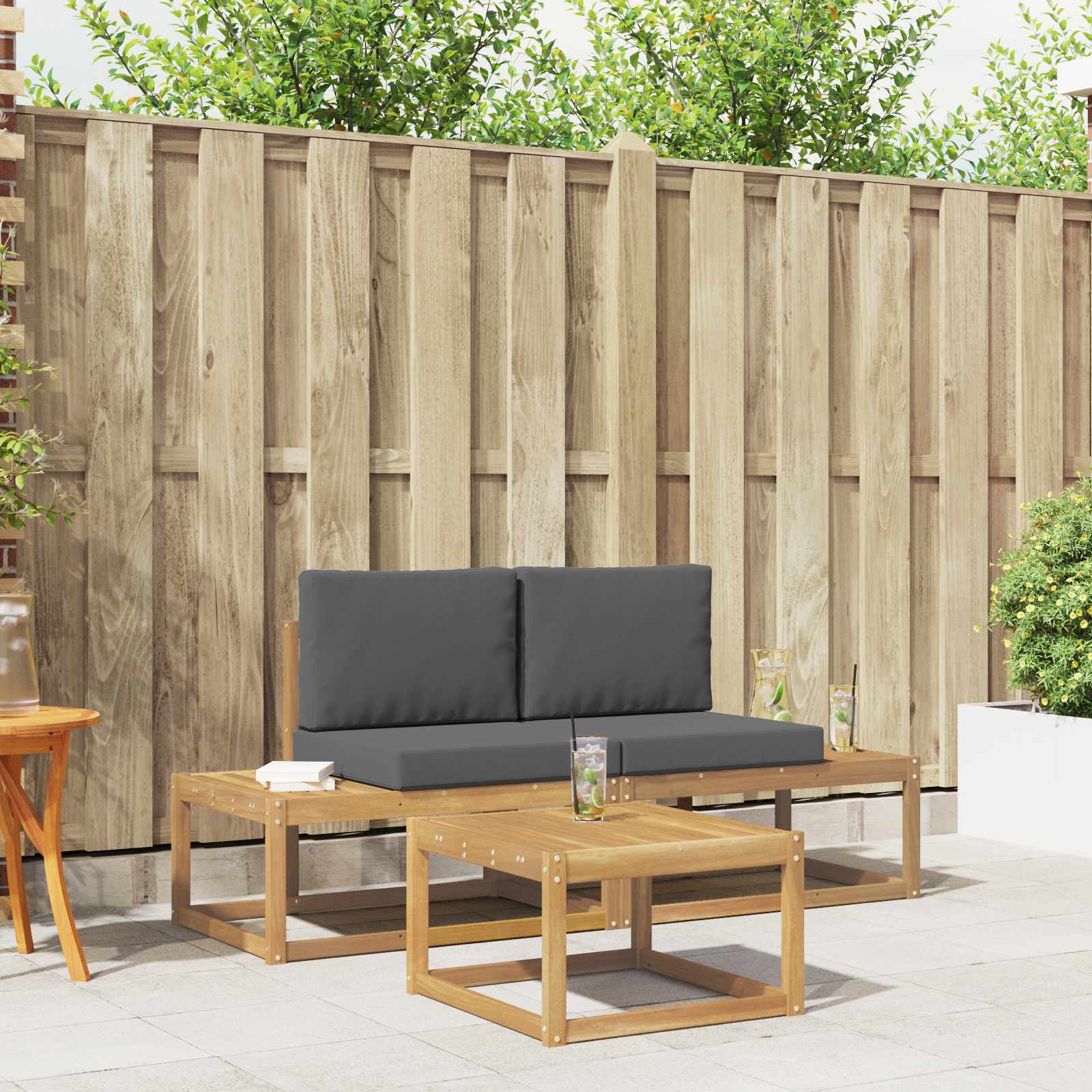 Outdoor-Sofagarnitur 3 stk. Weiß und Anthrazit Polyester