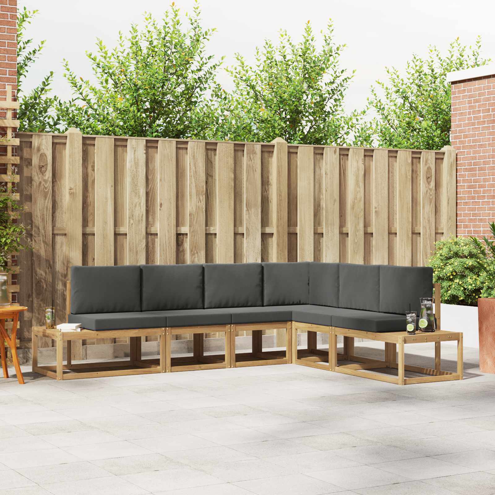 Outdoor-Sofagarnitur 4 Stück Weiß und Anthrazit Polyester