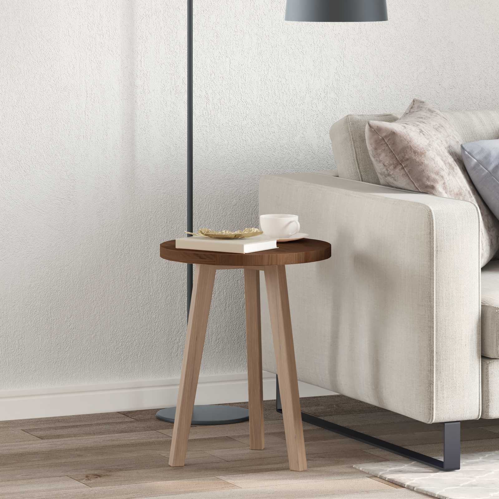 Tischplatte Ø 40 x 2,5 cm Rund Massivholz Eiche Dunkelbraun
