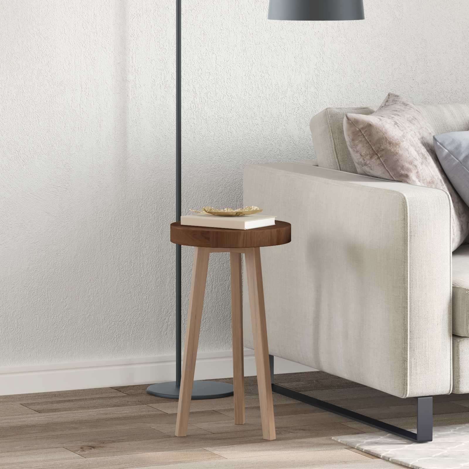Tischplatte Dunkelbraun Ø 30 x 4 cm Massivholz Eiche