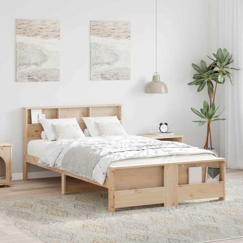 Bettrahmen mit Regal Braun 120 x 200 cm Massives Kiefernholz
