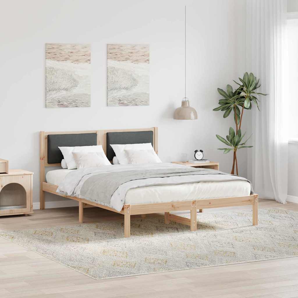 Bettrahmen Dunkelgrau 135 x 190 cm Massives Kiefernholz