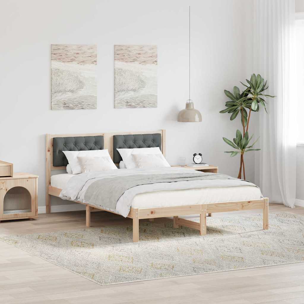 Bettrahmen Dunkelgrau 150 x 200 cm Massives Kiefernholz