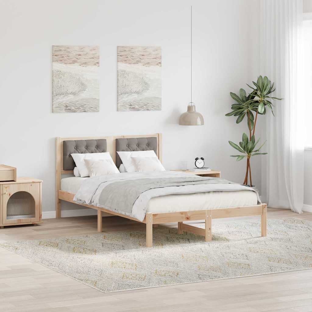 Bettrahmen mit Kopfteil Taupe 120 x 200 cm Massives Kiefernholz