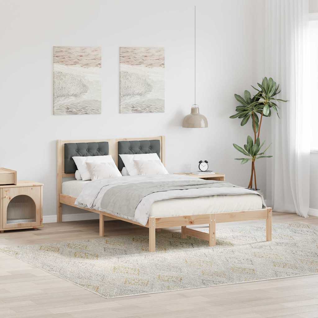 Bettrahmen Dunkelgrau 135 x 190 cm Massives Kiefernholz