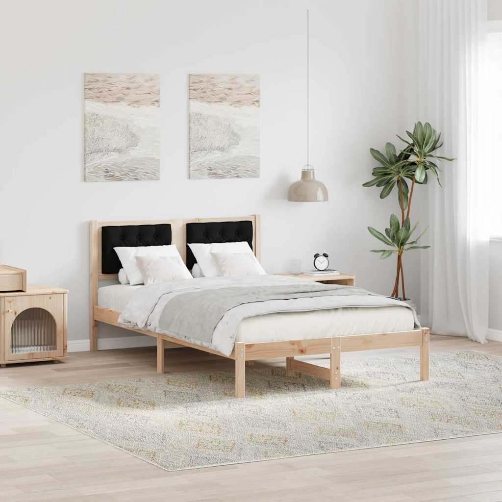 Bettrahmen Schwarz 135 x 190 cm Massives Kiefernholz