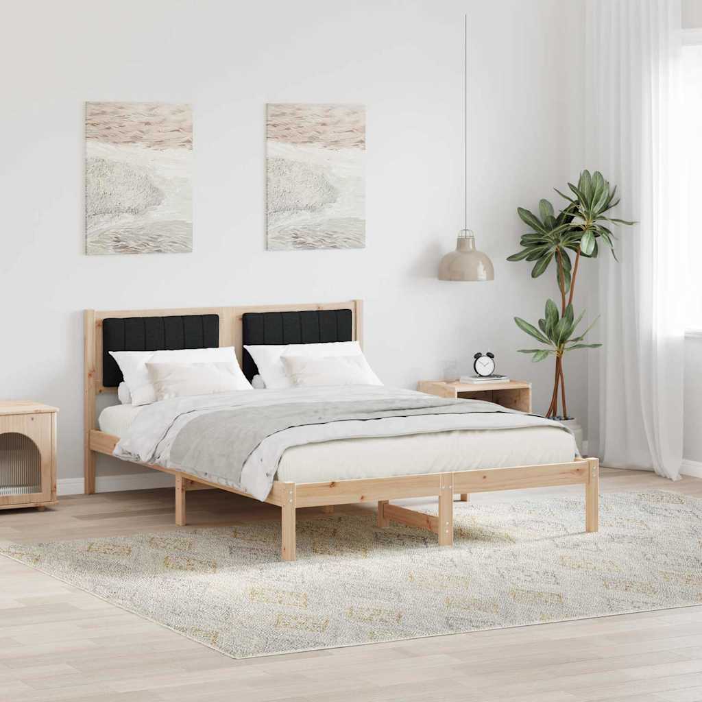 Bettgestell mit gepolstertem Kopfteil Schwarz 140 x 200 cm
