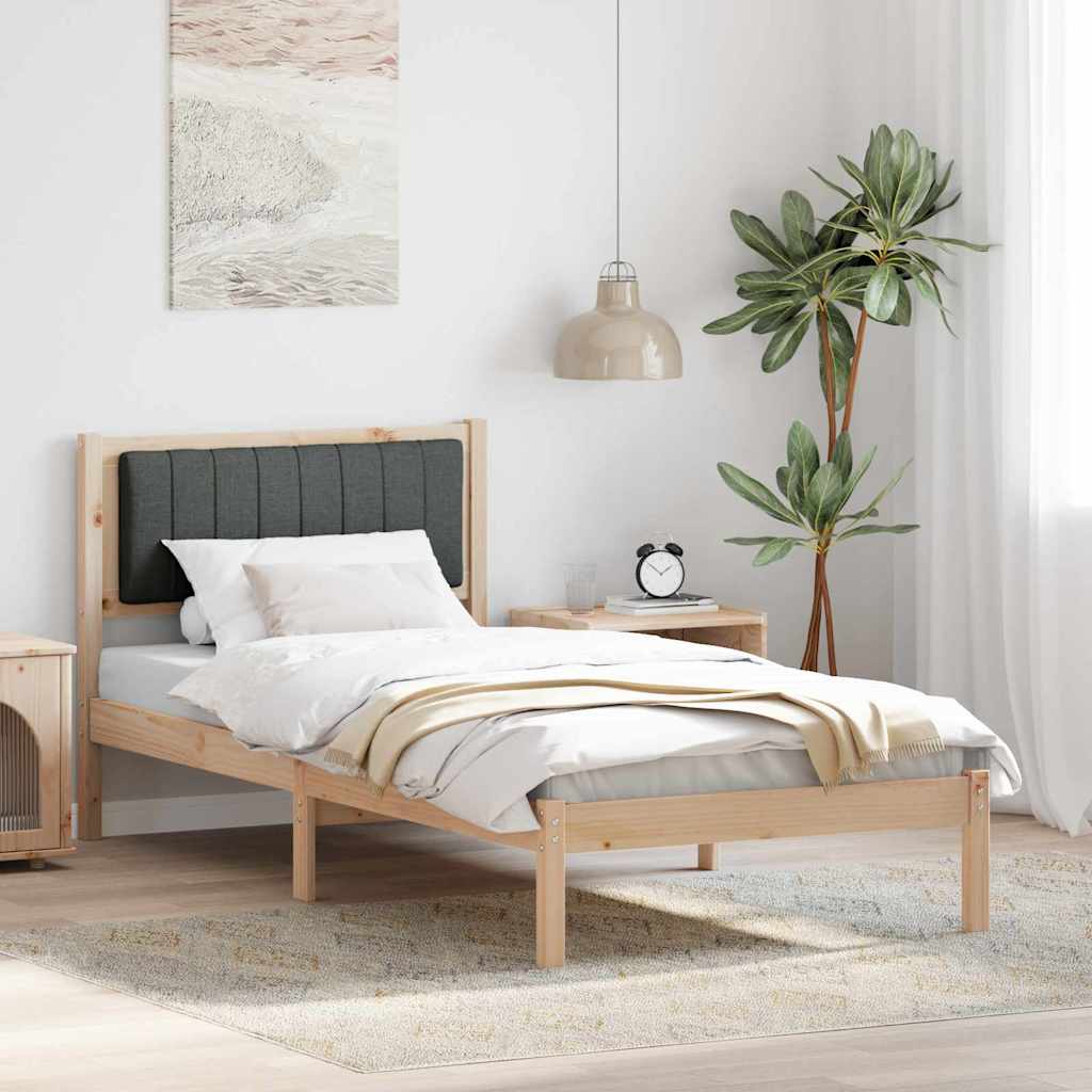 Bettgestell mit gepolstertem Kopfteil Dunkelgrau 90 x 200 cm