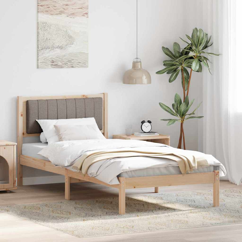 Bettgestell mit gepolstertem Kopfteil Taupe 90 x 200 cm