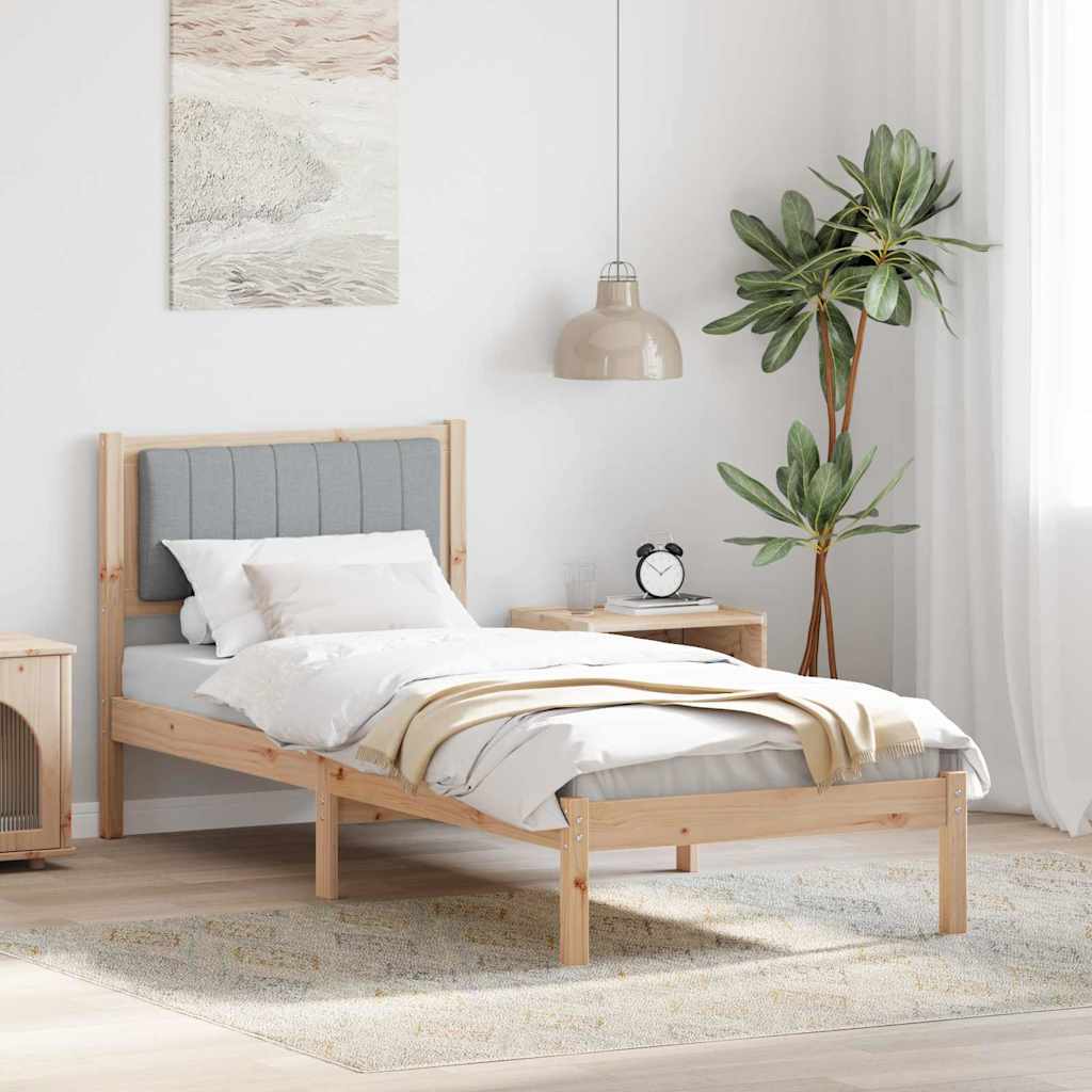 Bettgestell mit gepolstertem Kopfteil Hellgrau 75 x 190 cm