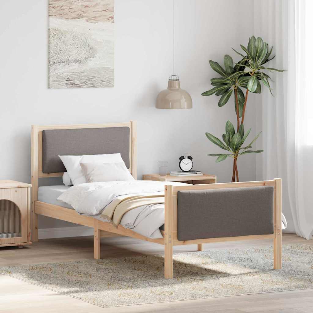 Bettrahmen mit Kopfteil Taupe 75 x 190 cm Stoff