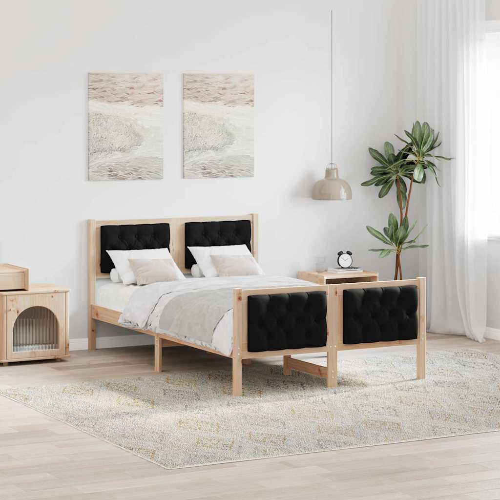 Bettrahmen Schwarz 120 x 200 cm Massives Kiefernholz