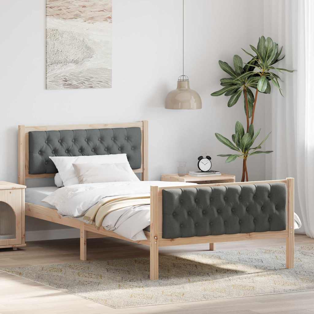 Bettrahmen Dunkelgrau 100 x 200 cm Massives Kiefernholz