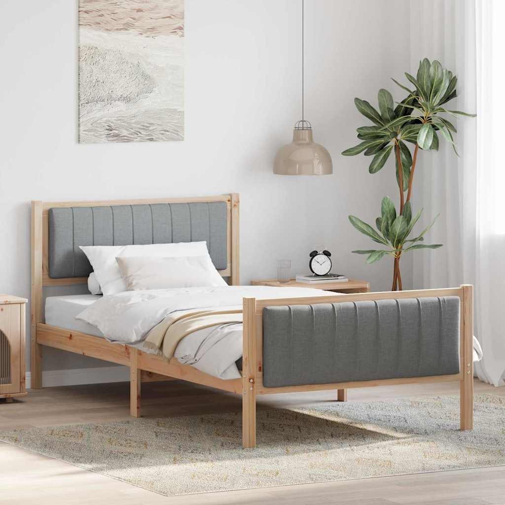 Bettgestell Braun und Hellgrau 100 x 200 cm Massivholz Kiefer