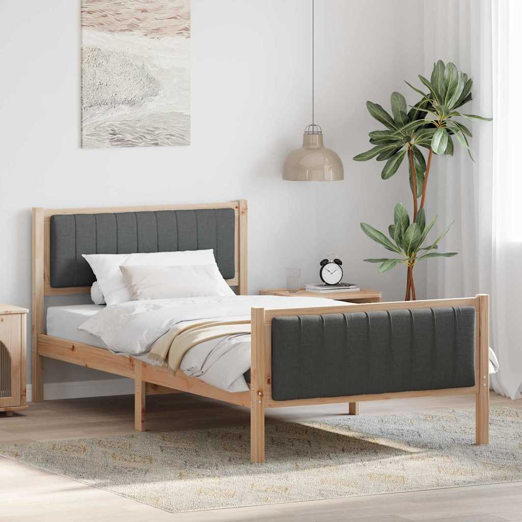 Bettgestell Braun und Dunkelgrau 100 x 200 cm Massivholz Kiefer