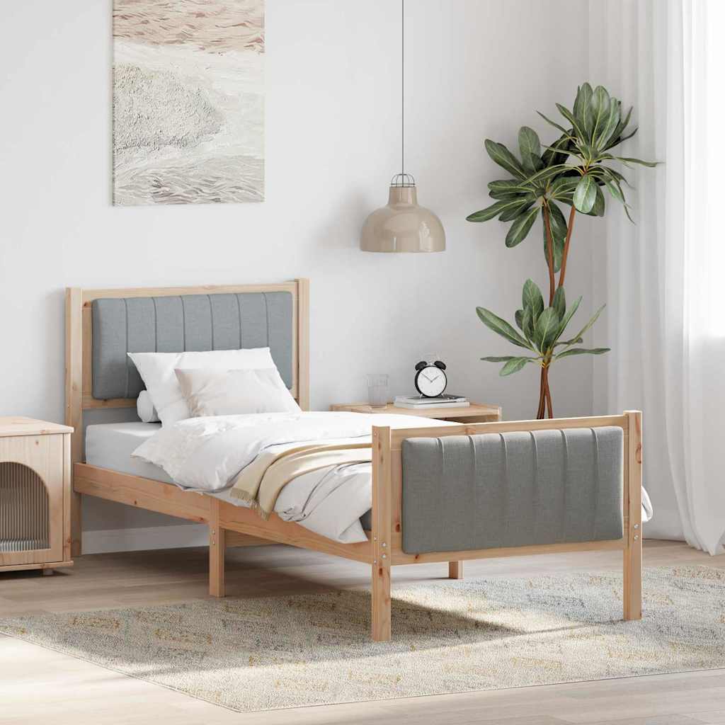 Bettgestell Braun und Hellgrau 80 x 200 cm Massivholz Kiefer